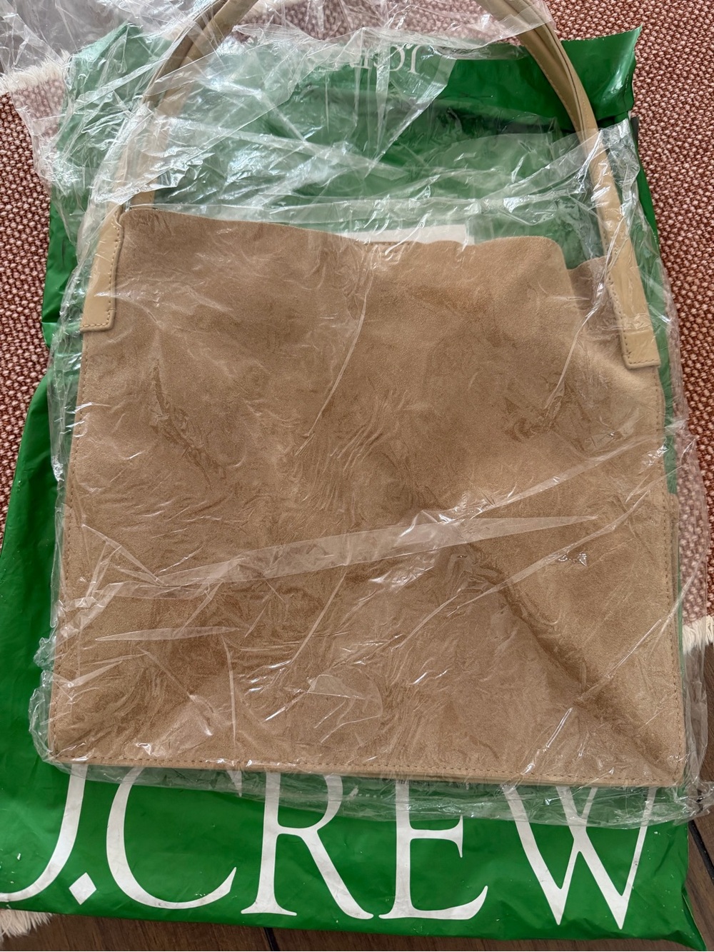 J.Crew Unstructured Large Berkeley Luxe Tote Carryall Bag in Light Khaki Suede 👜 - Picture 7 of 9